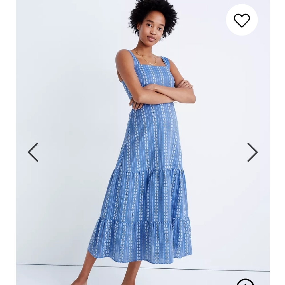 Madewell Embroidered Button-Back Tiered Sundress